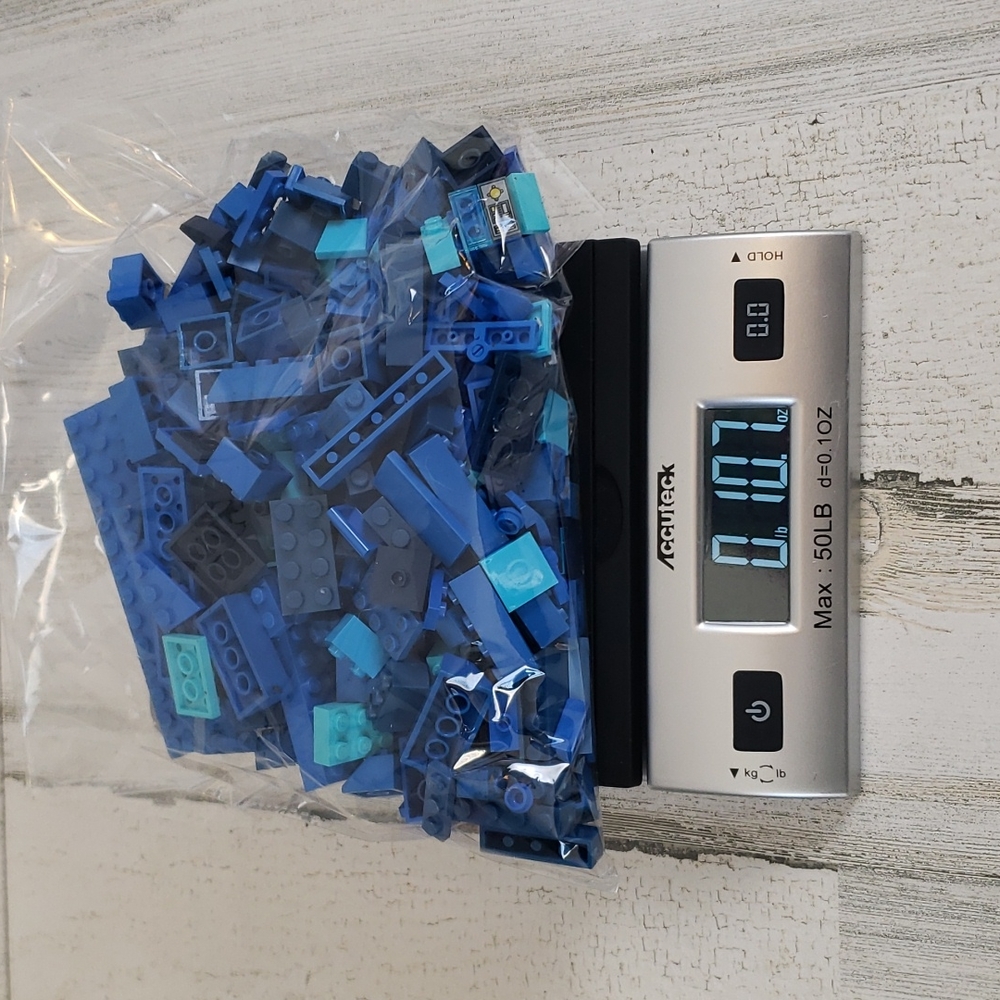 Lego mixed size shades of blue bricks bag 10.7 ounces